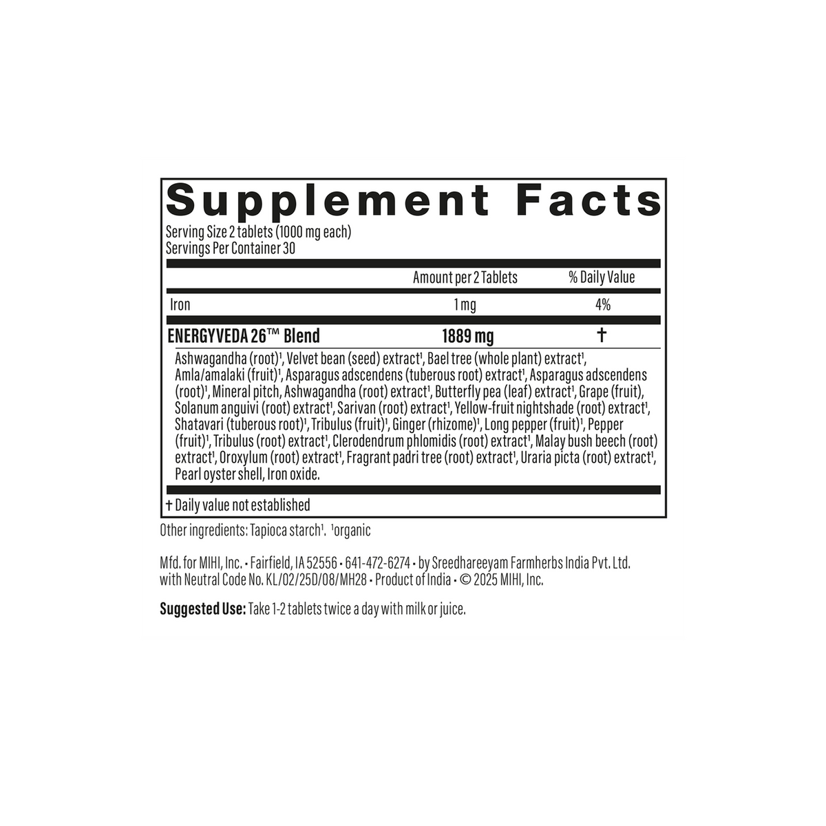 EnergyVeda 26 — Vitality, Stamina & Tissue Rejuvenation