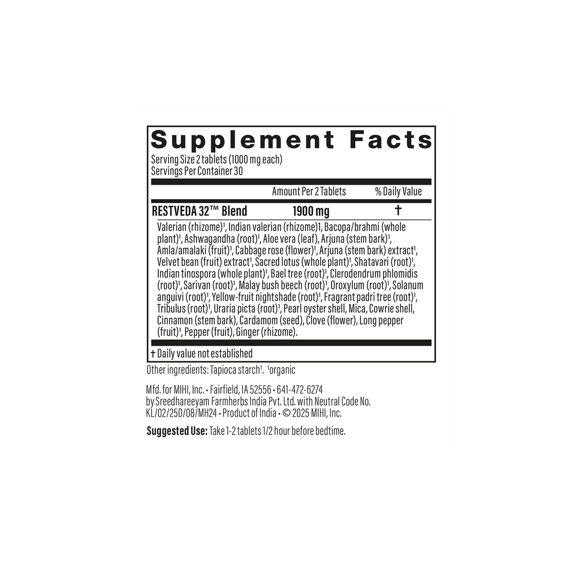 RestVeda 32™ — Ayurvedic Sleep Support