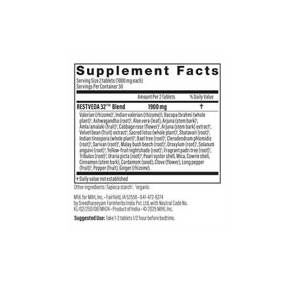 RestVeda 32™ — Ayurvedic Sleep Support